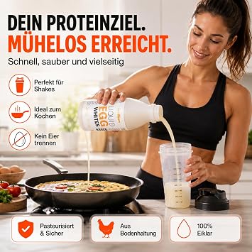 GymBeam Liquid Egg Clear 1000 g - Practical Form of 100% Egg Clear Fast Protein Source Ideal for Protein Shakes Baking and Cooking (1000 g (Pack of 3) Unflavored)