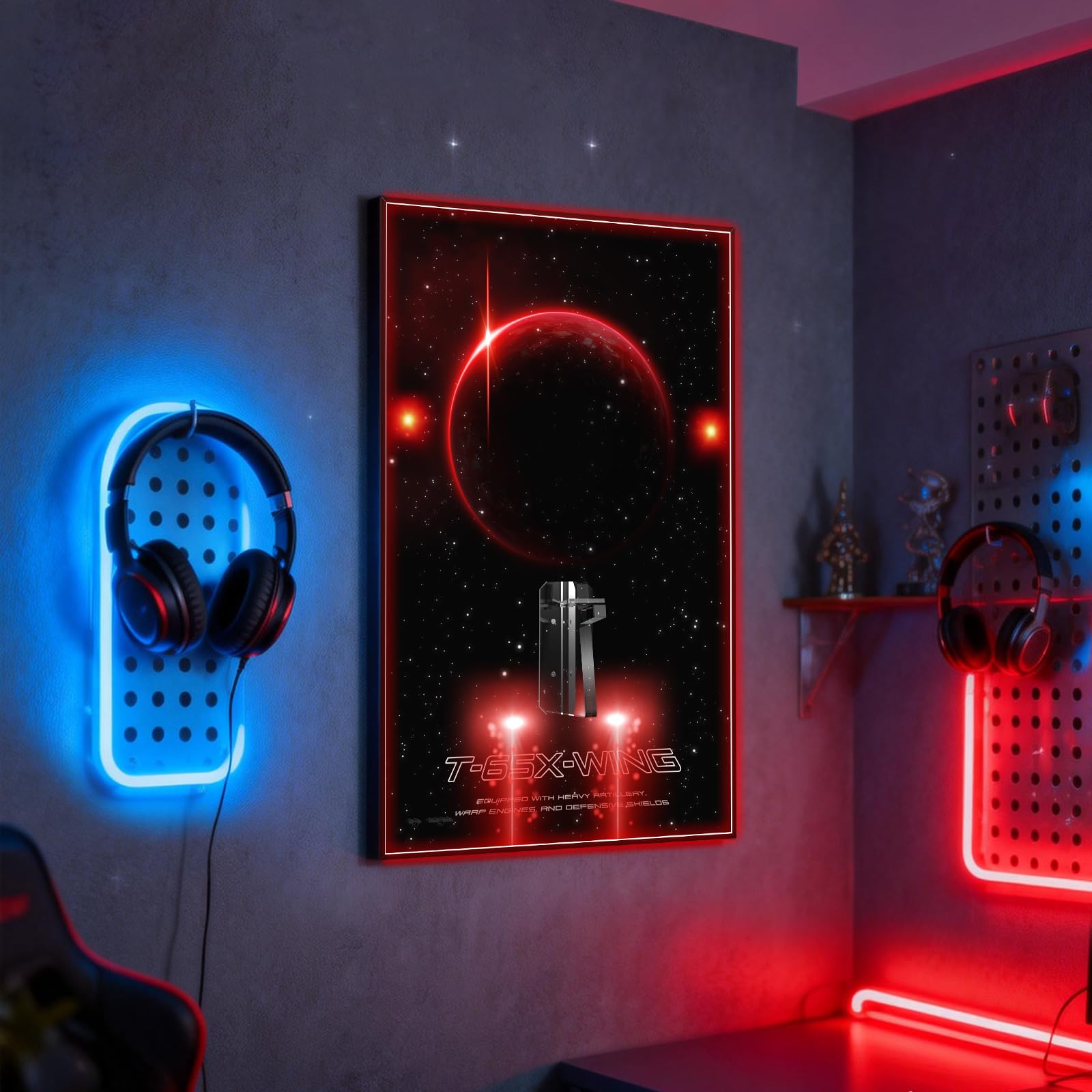 Cornice da parete a LED da 70,8 x 50,8 cm, compatibile con LEGO Star Wars UCS X-Wing Starfighter 75355, vetrina per serie Ultimate Collector, trasformarsi in arte da parete (solo tavola)