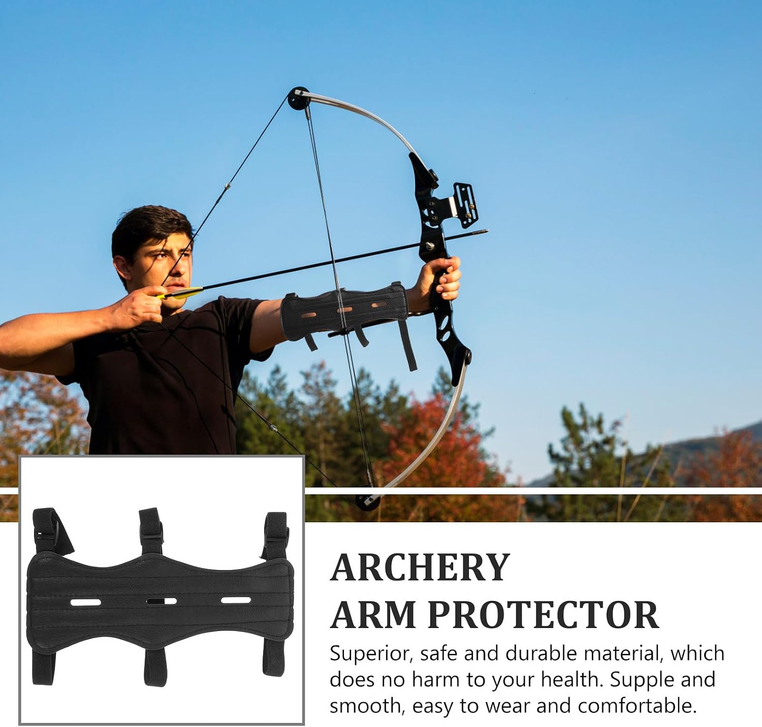 Zerodeko Durable Archery Forearm Guard Portable Bow Arm Protector Hunting Arm Guard Wear-Resistant Protective Sleeve for Outdoor Archery