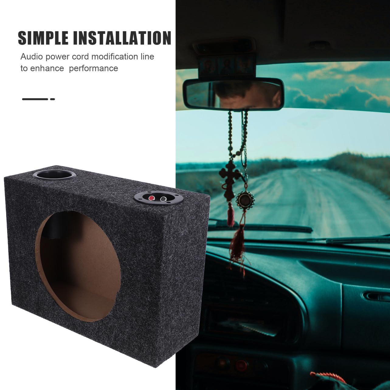 Ciieeo Caja de Subwoofer para Coche de 10 Pulgadas Caja de Subwoofer de Madera Ultrafina de Vehículo Mejora de Graves Compatible Sistemas de Audio Automotriz para Entusiastas