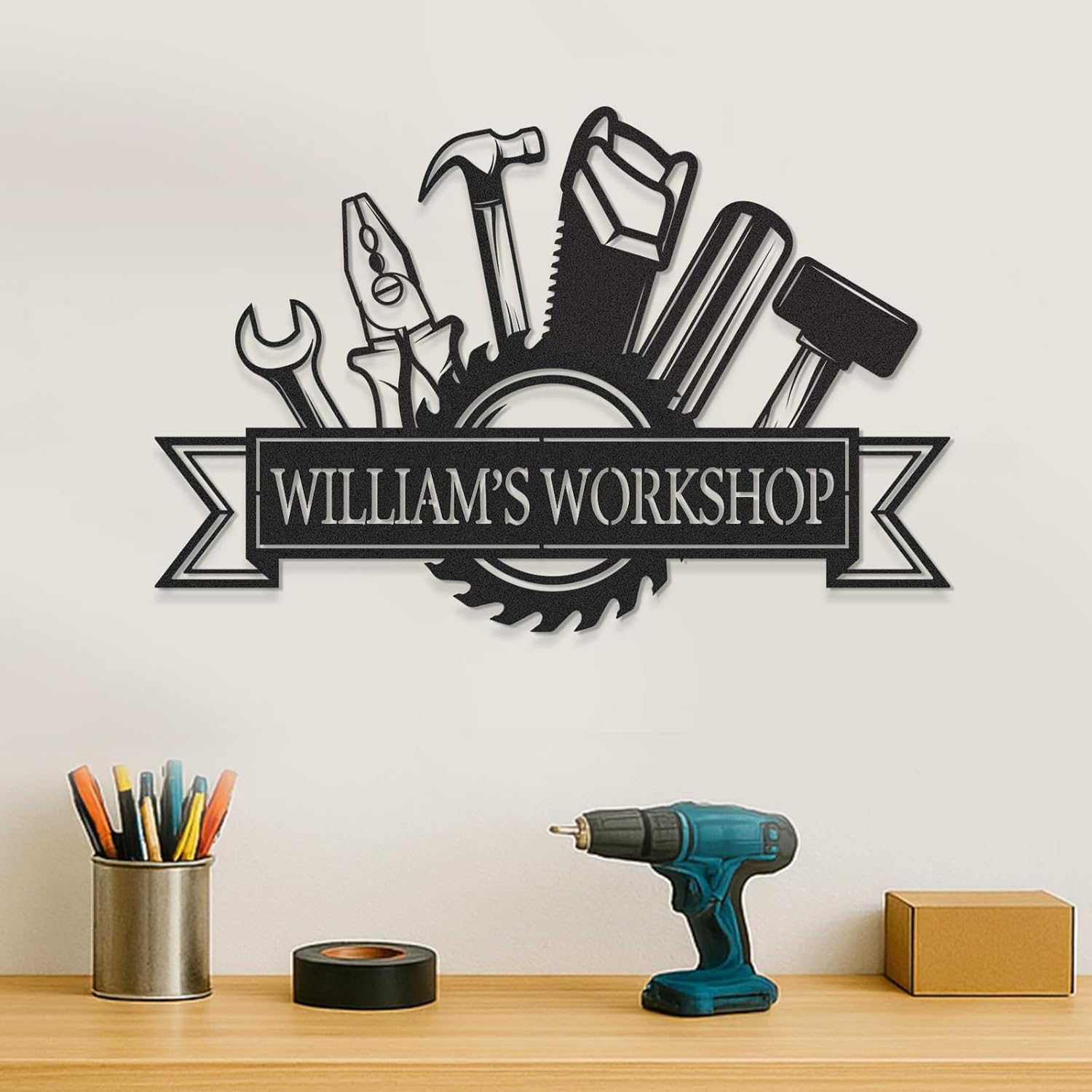 Letreros de garaje personalizados para hombres, letrero de taller de papás, letrero personalizado de metal para exteriores, decoración de cueva de