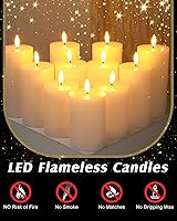 Vista 9 de VIHOSE White Flameless Candles Set Flickering LED Flameless Candles with Remote and Timer Flat Top Battery Operated Candle for Wedding Outdoor Home