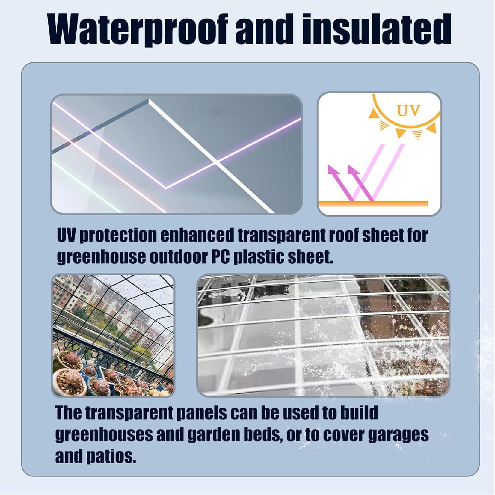 Policarbonato Placas Transparente,1,2 mm Láminas Plástico Planchas Reemplazar Placas de Invernadero,Techos Placa Duradera PC Invernadero Agrícola,Vegetal,Fácil de doblar y cortar