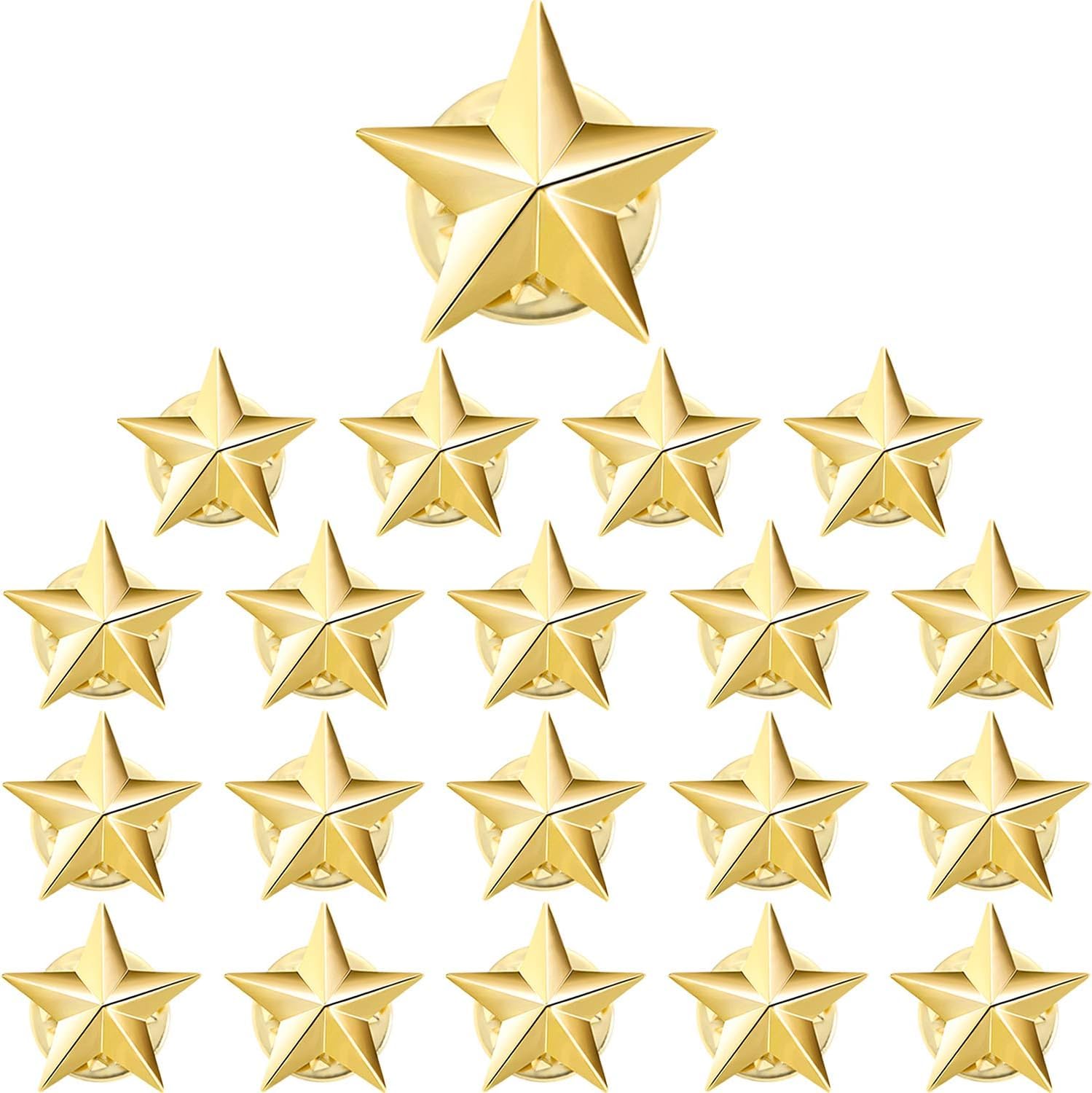 OasisgaloreOasisgalore 20 Pieces 5 Point Star Badge Gold Lapel Pin Theme Party Favor Costume Decorations (0.63 inch)