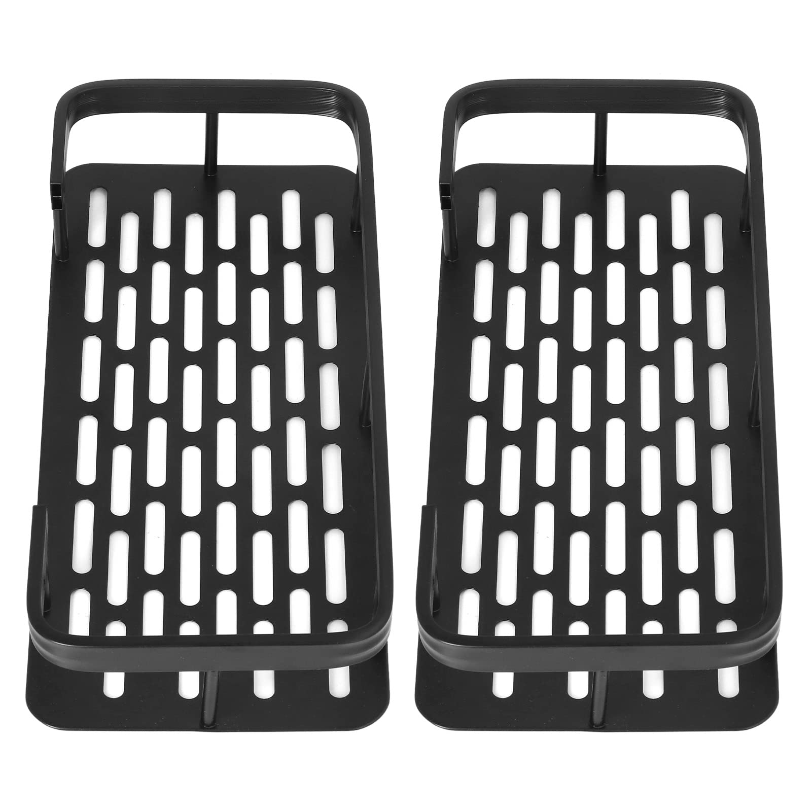 Shower Caddy Double Layer Rectangle Shape Space Saving Aluminum Punching Installation Bathroom Supplies for Home Black