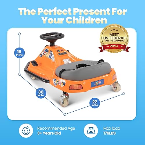 Miniatura 7 de 24V Go Kart eléctrico de deriva para niños de 3 años en adelante, karts de deriva con función de andar encima, ruedas brillantes mejoradas, coche