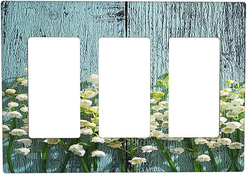 Annisrak Light Switch Covers Lily Of The Valley Flower Blue 