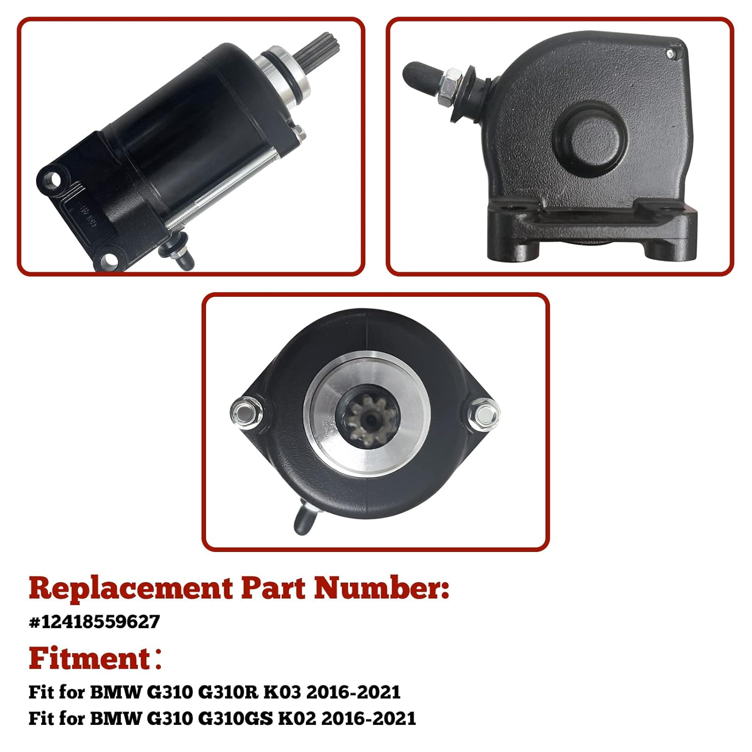 Starter Motor Replacement Fit for BMW G310 G310R G310GS K03 K02 2016-2021 Parts Repl. OEM NO: #12418559627