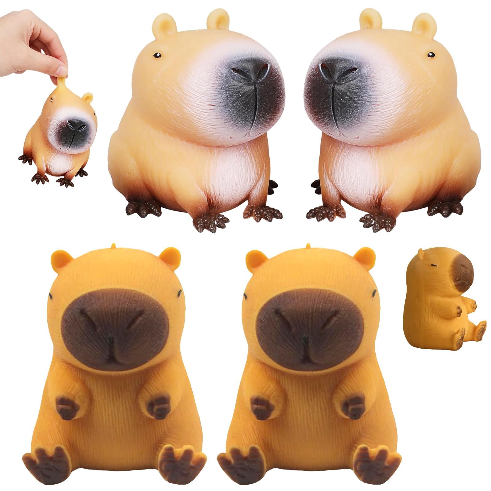 4 Pack Capybara Squishy Fidget Toys, Squishy Stress Balls for Adults & Kids, Squishies Sensory Capybara Squeeze Toys, Anxiety Stress Relief