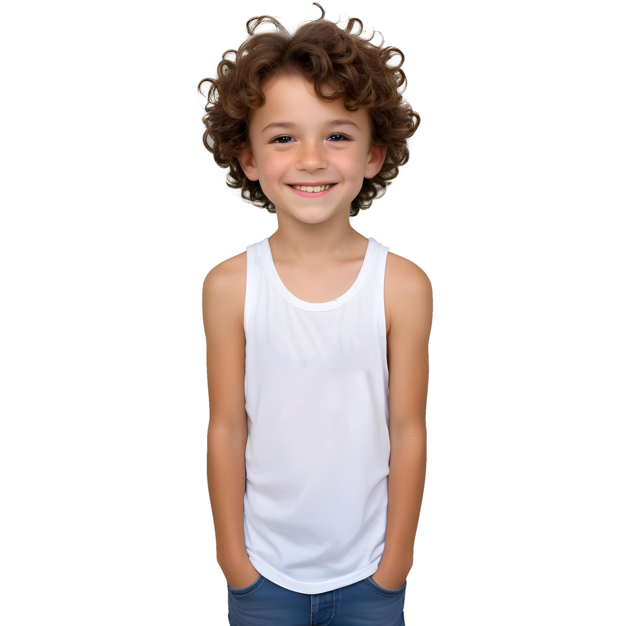 KINKIES Camiseta sisas con Tirantes Anchos de Colores Variados en algodón para Niños - Camiseta Interior Asas y Verano sin Mangas Casual y Elegante