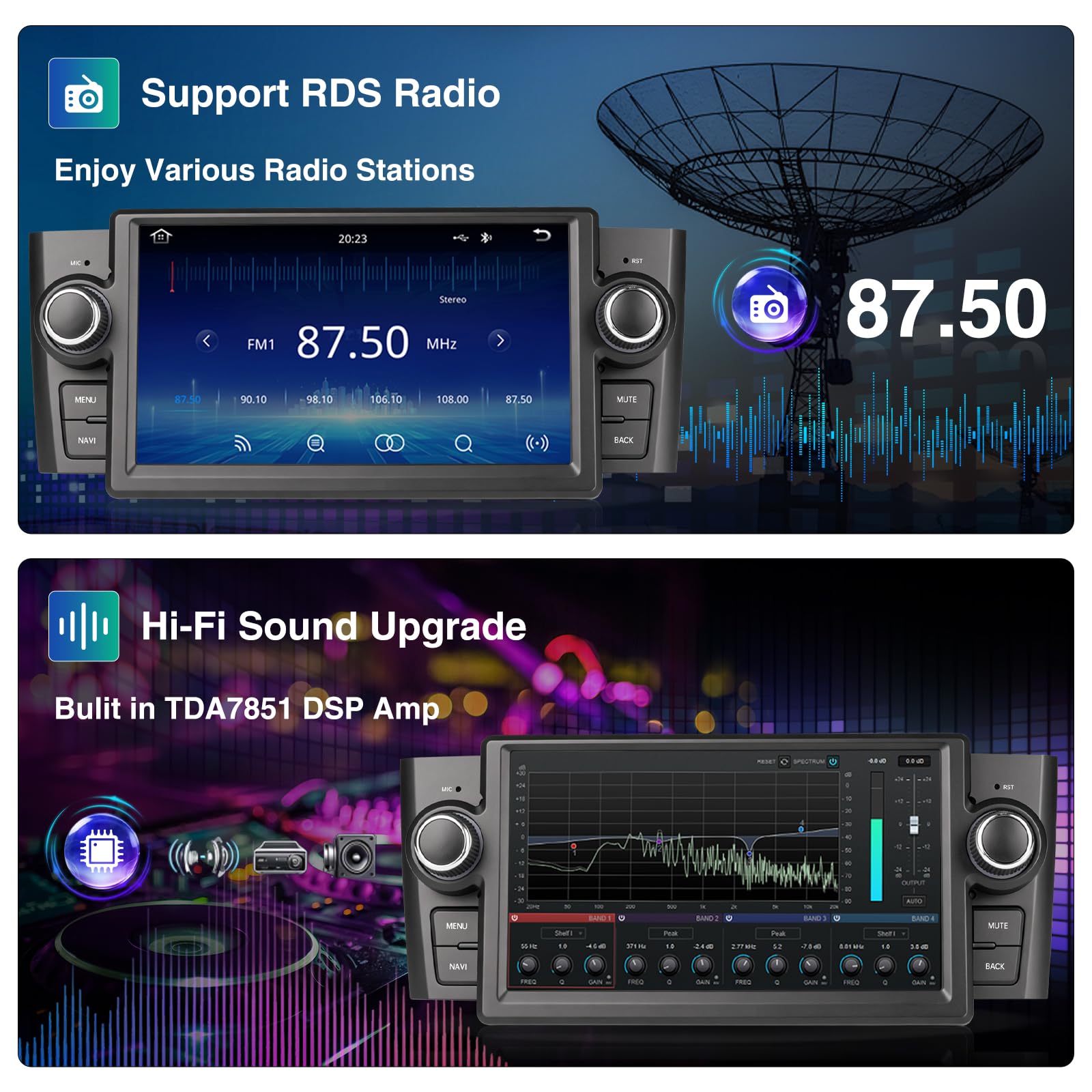 7'' Autoradio CarPlay pour 2005-2009 Grand Punto 2007-2012 Linea