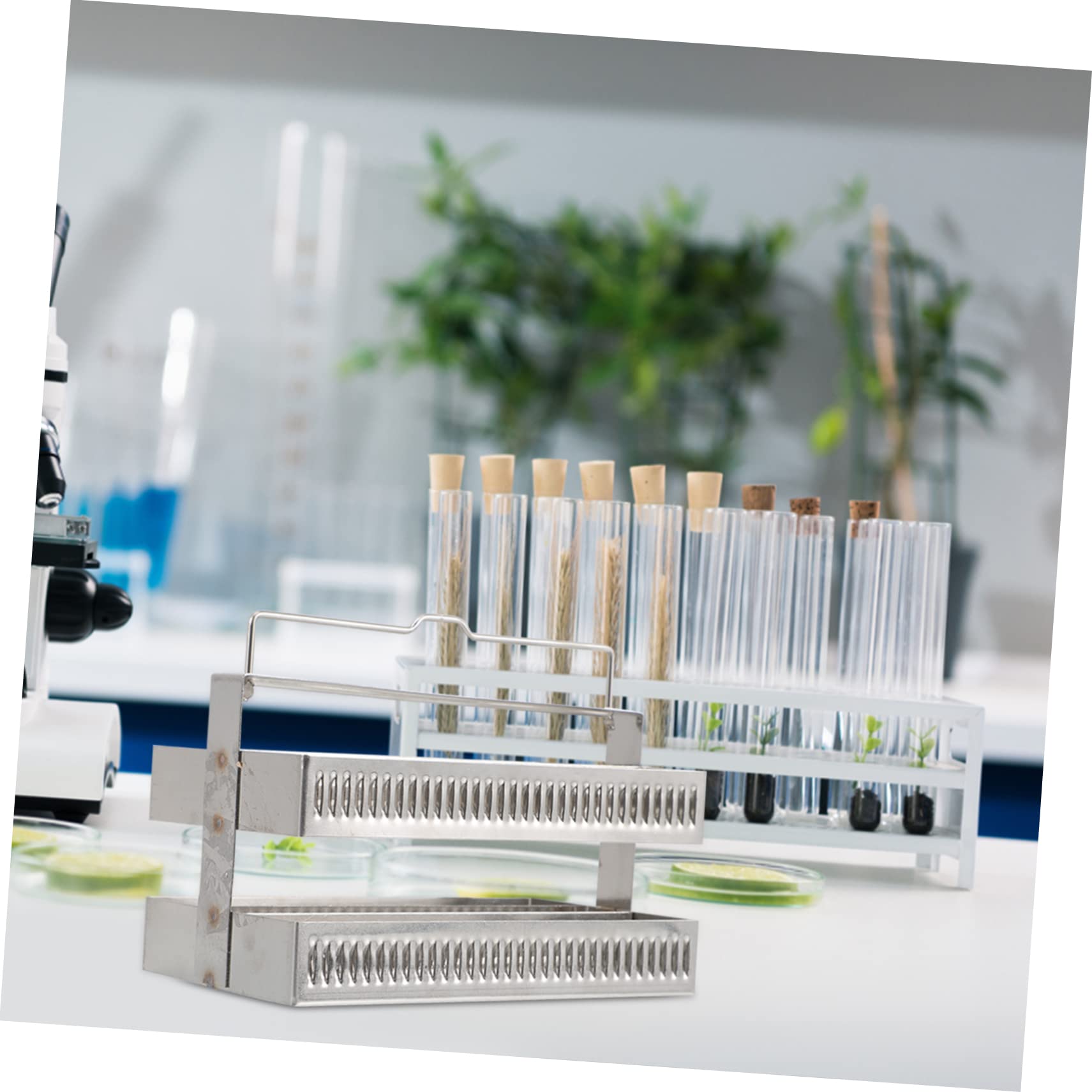 VINTORKY Slide Drainer Tool Stand Microscope Slides Holder Slide Storage Case Slide Staining Tray and Rack Pathology Slide Rack Microscope Slide Holder Tool Tray Stainless Steel Silver