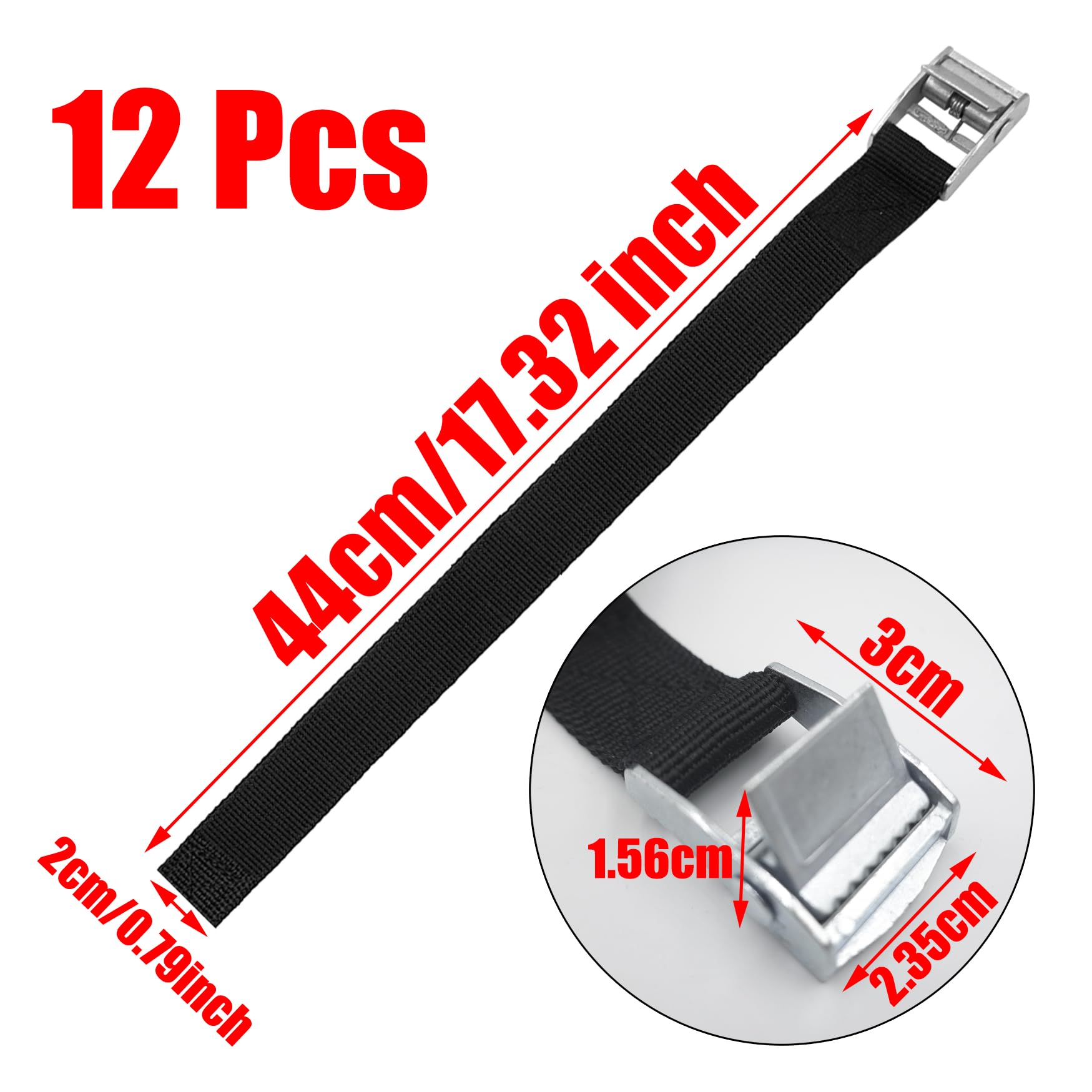 Cinghie A Cricchetto Regolabili - 12 Pezzi, Carico Fino A 100 KG Per Moto, Camion, Rimorchi - Foto 2