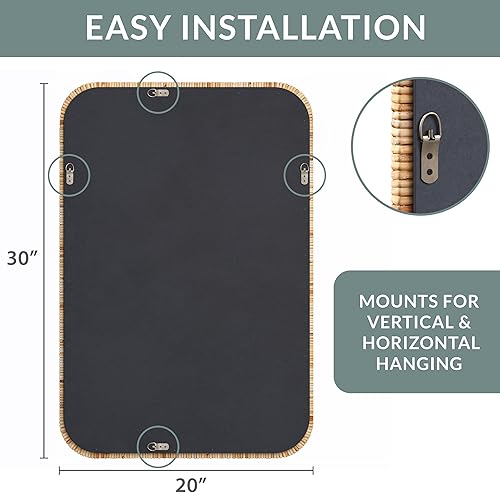 Miniatura 6 de Barnyard Designs Espejo de baño de ratán, marco de mimbre hecho a mano, estilo rústico, estilo granja, espejo bohemio para decoración de pared de