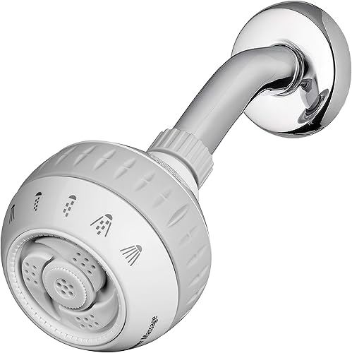 Waterpik Cabezal de ducha de masaje original con rociadores de masaje y 6 modos, fácil instalación, 1.8 GPM, blanco, SM-621E