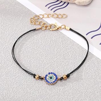 1pc Zircon Blue Evil Eye Beads Bracelet for Women Men Gift Boho Gold Color Round Turkish Lucky Eye Round Beads Anklet Jewelry