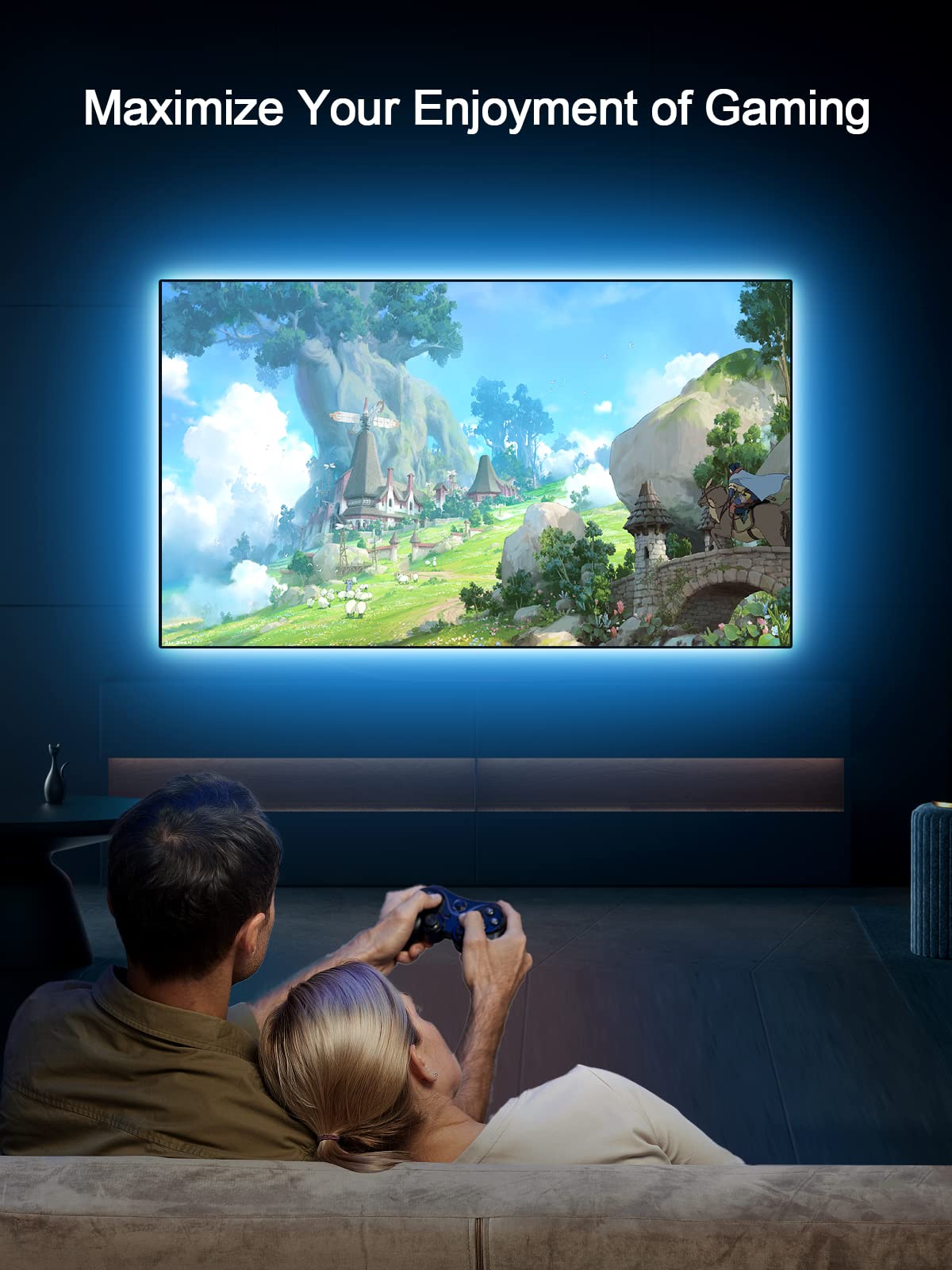 KANTUTOE TV Lights Behind, 19.68ft LED TV Backlight, RGB LED Strip Lights, Music Sync Bluetooth, Remote Control, USB Powered - Image 3
