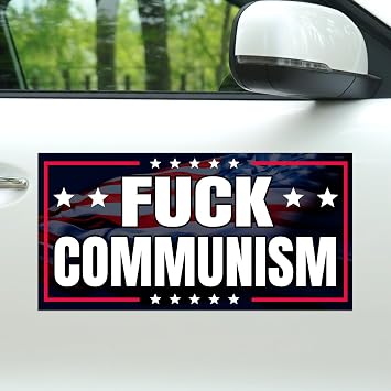 Magnet F.uck Communism Car Magnet Decal US Flag Anti Anti Communist Waterproof Magnetic Bumper Sticker for Refrigerators Cars 7.5x3.75in