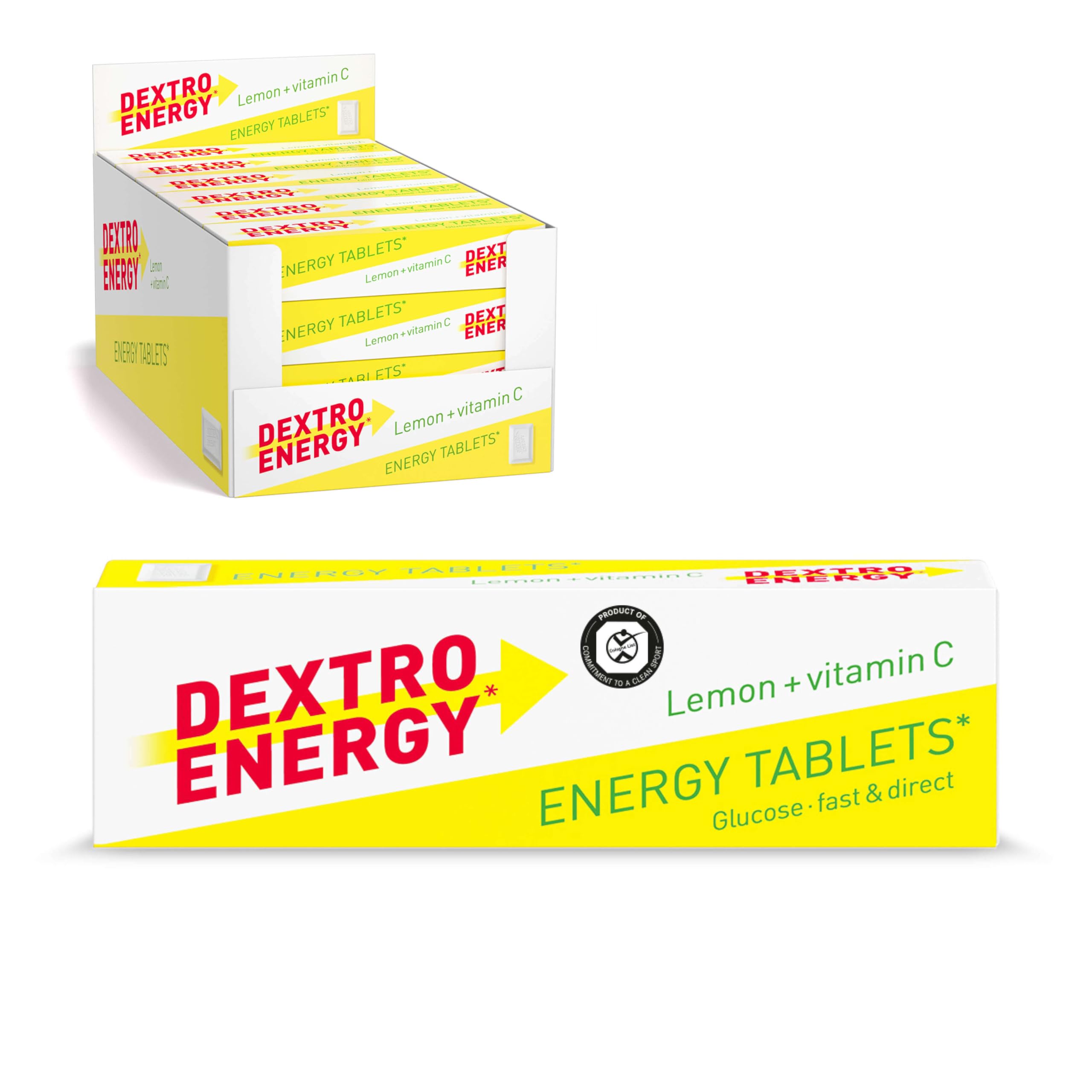Dextro Energy Sticks Lemon + Vitamin C - 24x46g (24er Pack) - Glucose Tablets mit praktischer Verpackung