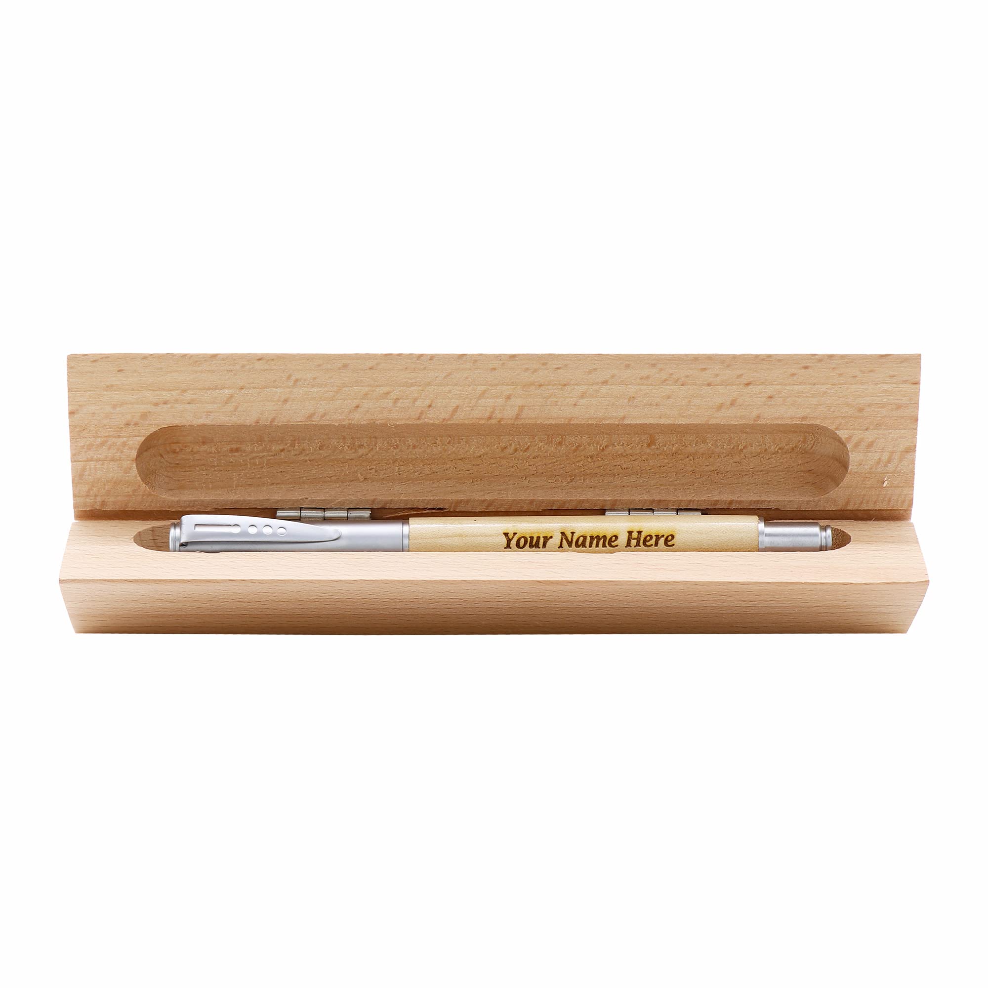 CrownLit Personalised Desk Name Plate with Wooden Pen