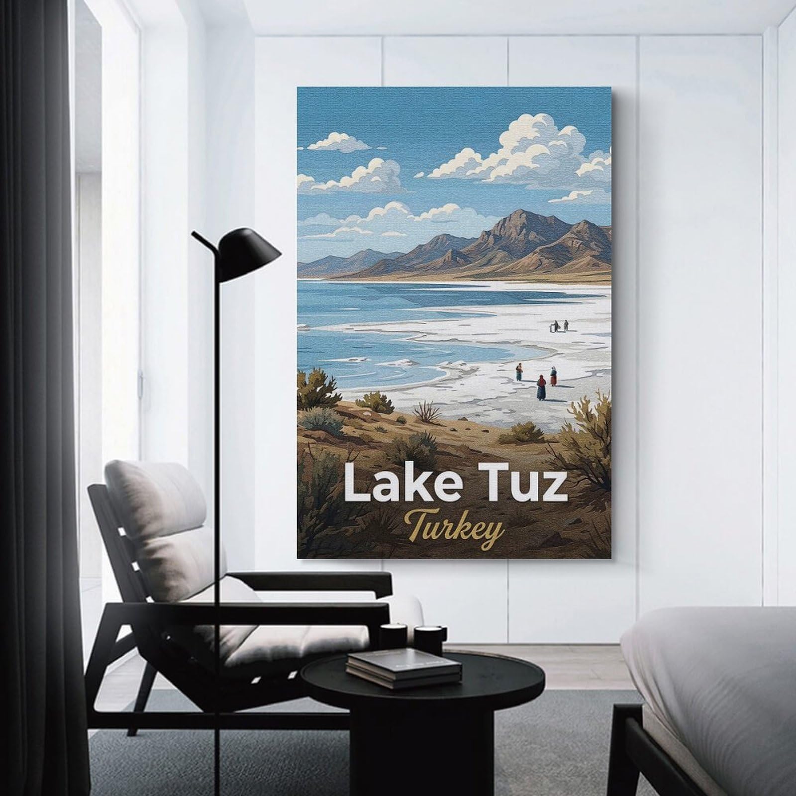 Junmoney Lake Tuz, Turkey Travel Wall Art Print, 20x30inch(50x75cm), for Workspace Walls, Study Corners Or Bedrooms, A Smart Decor Choice for Study Walls