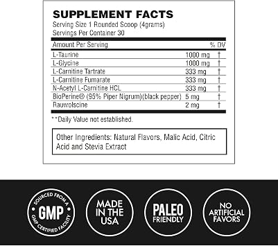 MetCon L-Carn Pre Burn - All Natural Fruit Punch and Non Stimulant Fat Burner for Pre-Workout with L-Carnitine Thermogenic (120g)