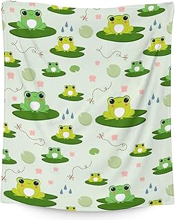 Frog Blanket for Adults, Teen Girls, Boys - Soft, Fluffy - 60x80 Inches Twin Size Throw Blanket for Couch, Sofa - Green Funny Fuzzy Throws Gift for Christmas