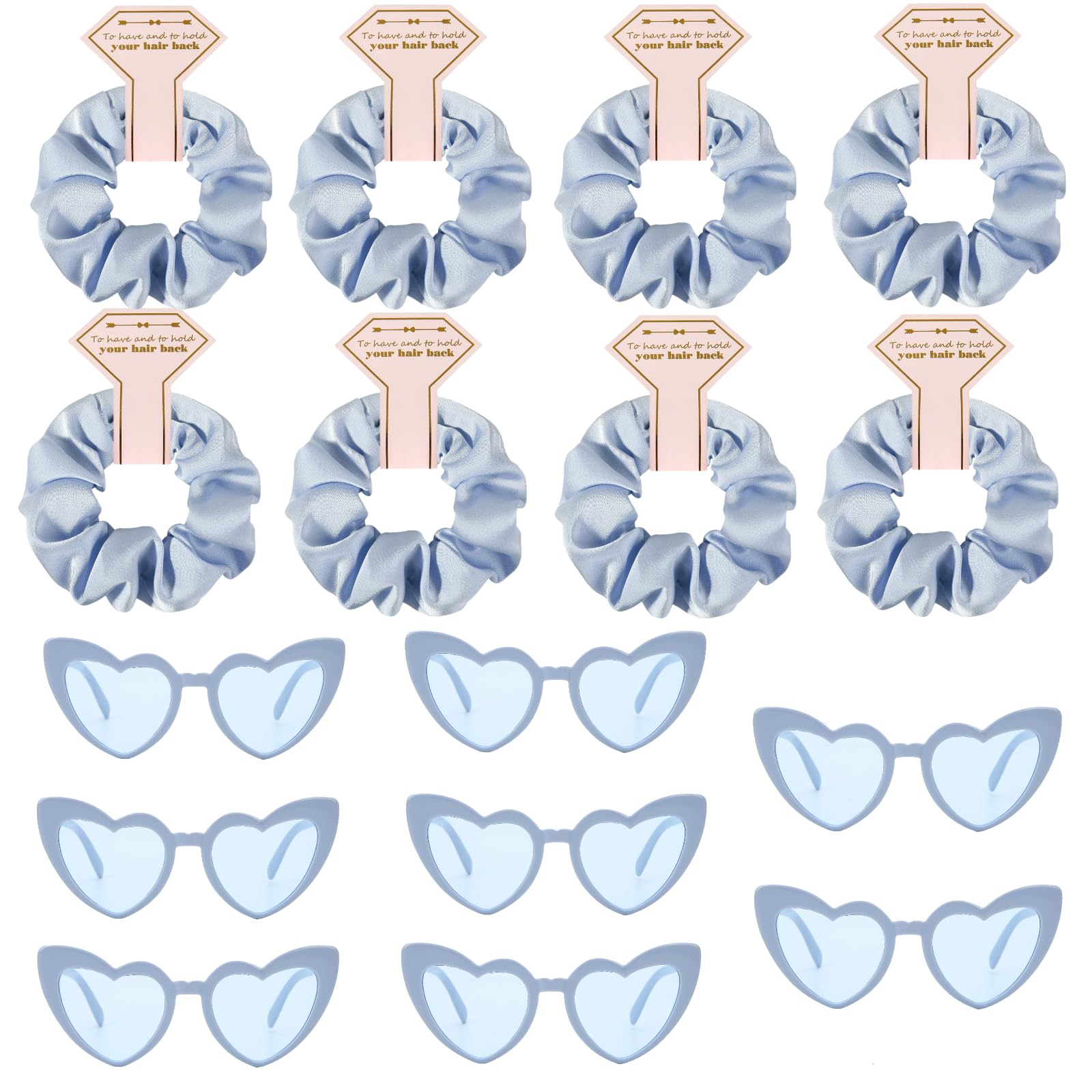 Loanzeg Satin Bridesmaid Scrunchies Bachelorette Hair Ties Set of 6 sunglasses Bridal Shower No Damage Hairties ideas Gift for Wedding Party Favors