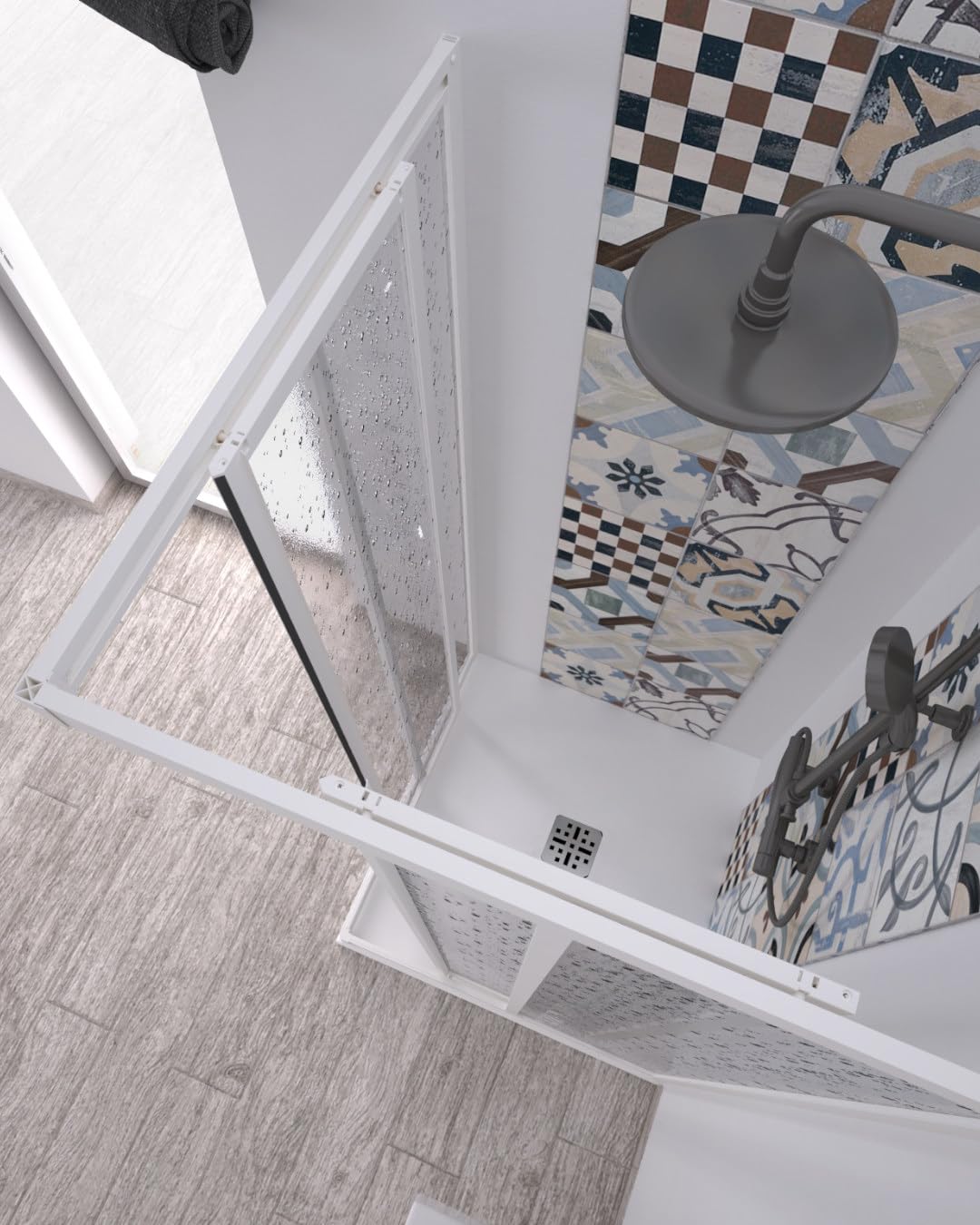 Box Doccia angolare cm 70x70 profili in pvc e pannello in acrilico 1,8 mm con apertura scorrevole e chiusura magnetica