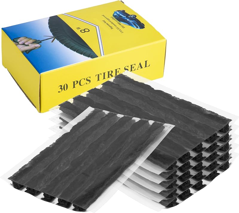 30 PCS Tire Plugs Heavy Duty, 4" x 0.24" Tire Repair Plugs (Black) | Rubber Tires Plug, Tires Repair Strings for Tubeless Puncture Car, RV, SUV, ATV, Motorcycle, Truck, Tractor
