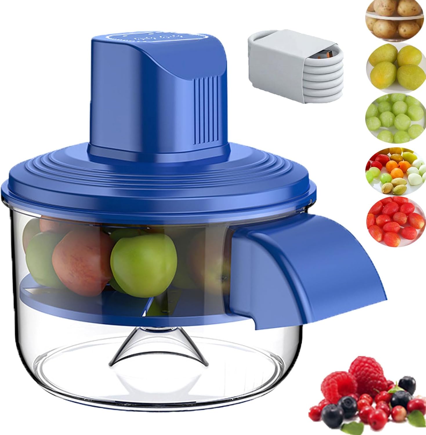 2026 Upgraded Electric Potato Peeler, Automatic Grape Garlic Peeler Machine, Fruit and Vegetable Skin Remover for Home Kitchen Use, Rechargeable Wireless, Easy Clean (Blue)