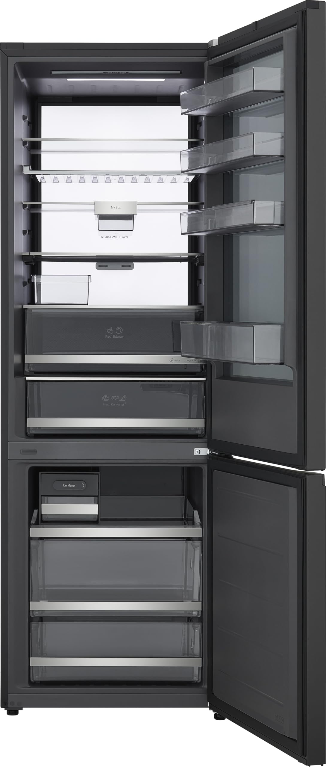 LG GBGW92GCEV Fit&Max Kühl-/Gefrierkombination (465 L, Energieklasse C) vollintegrierbar oder freistehend mit InstaView, FRESHConverter+, Total No Frost, MyBox, Schwarz