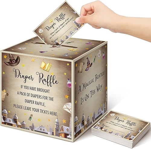 Vista 16 de Teling 51 Boletos para Rifa de Pañales con Caja de Tarjetas Decoraciones de Baby Shower Caja Porta Boletos de Baby Shower para Niña Niño Fiesta