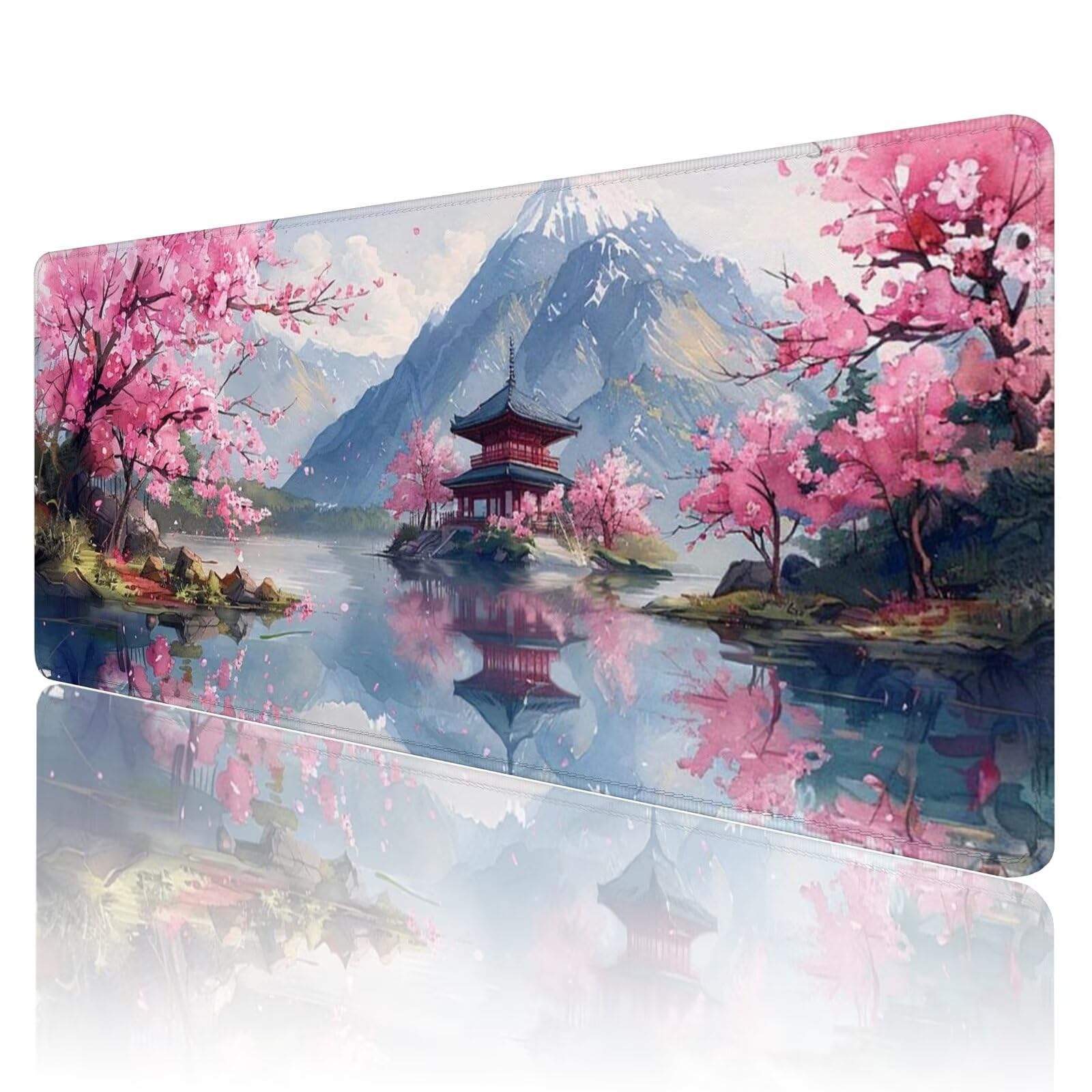 Tapis de Souris de Jeu Bleu Tapis de Souris XXL 1000x500x3mm Paysage Tapis Souris Gaming Grand, avec Bords Surpiqués et Base en Caoutchouc AntidéRapant Surface, AméLiore La PréCision et La Vitesse D1