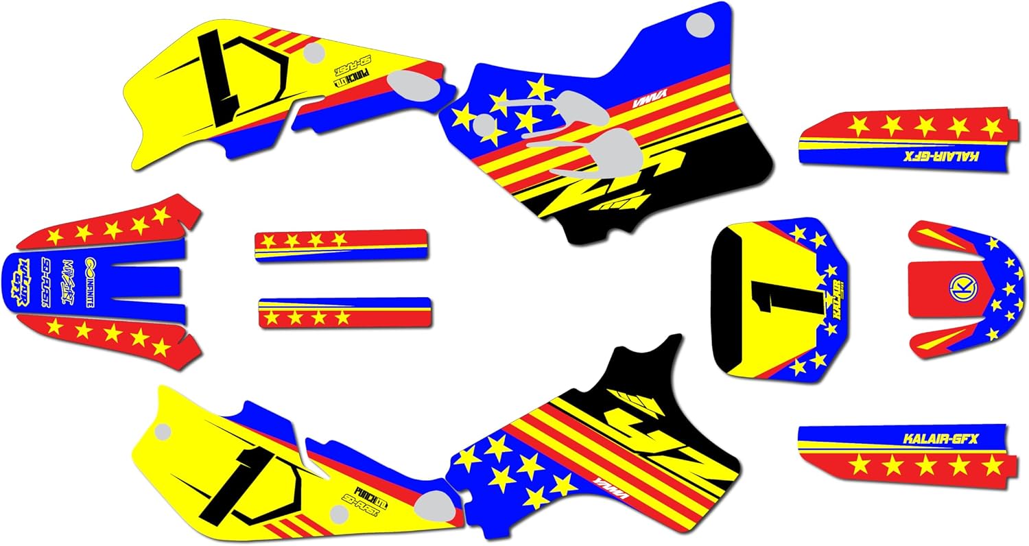 Graphics Kit for Yamaha YZ80 (1993-2001) USA Series Yellow 21 Mil - Dirt bike Custom Racing Graphics Decals Stickers Kit, no-plastics