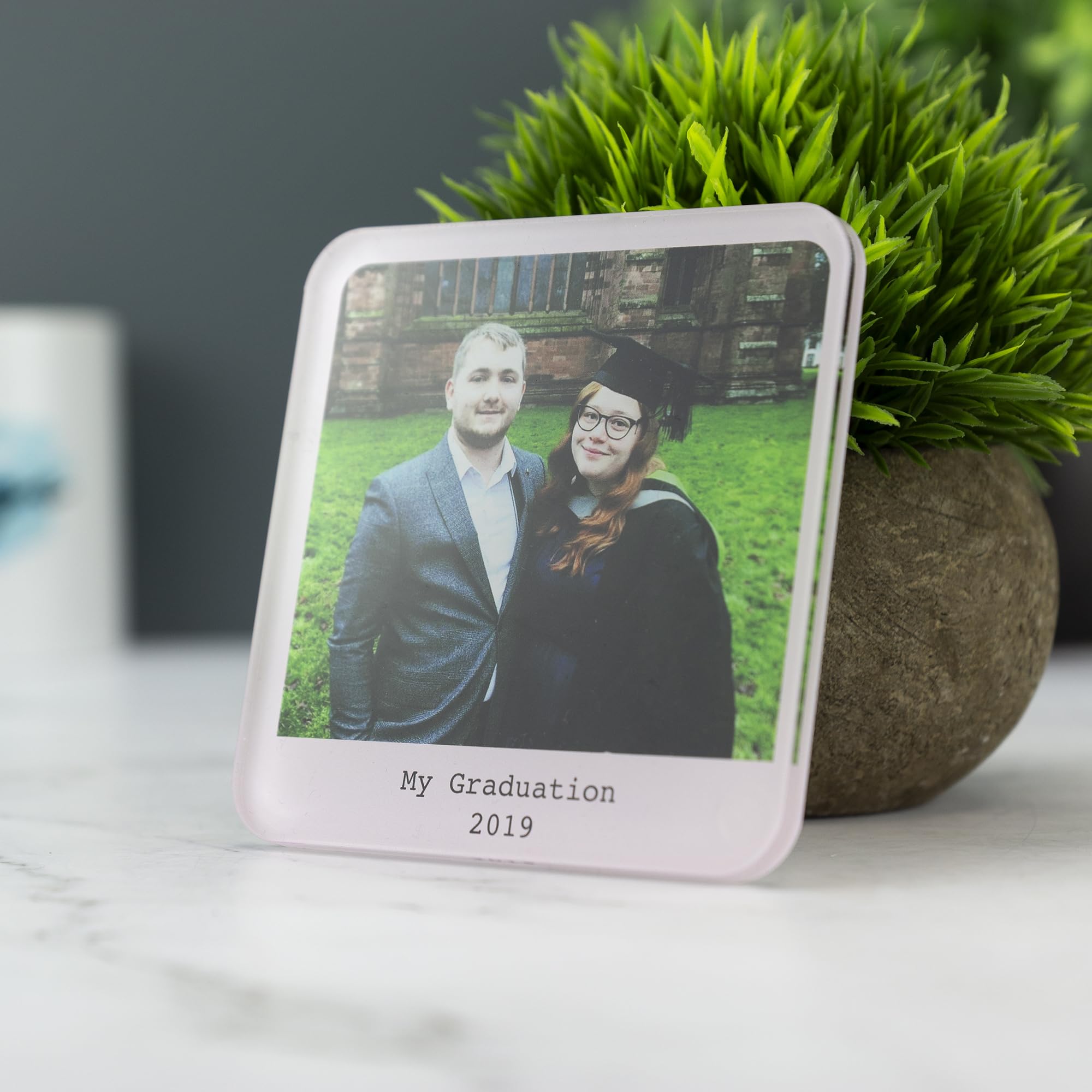A1 Graphics Ltd Soft Pink Personalised Coaster With Photo And Text Printed Acrylic Drinks Coaster - Novelty Coaster Gift (Soft Pink)