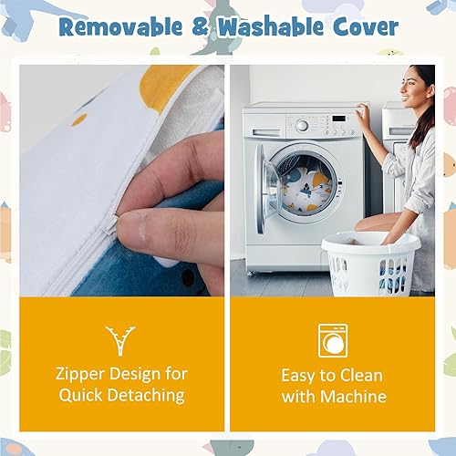 Miniatura 5 de HONEY JOY Sofá para niños pequeños, silla en forma de corona con almohada adicional, cómodos muebles de sala de juegos para niños con funda de