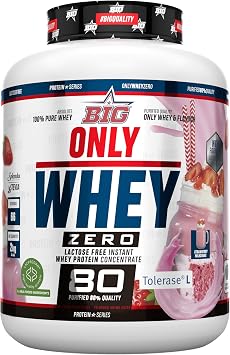 BIG - Whey Protein for Muscle Mass - Whey Protein Isolate - Protein Powder Premium Raw Material No lumps, Low Lactose, No Added Sugar 2 kg, Strawberry Milkshake