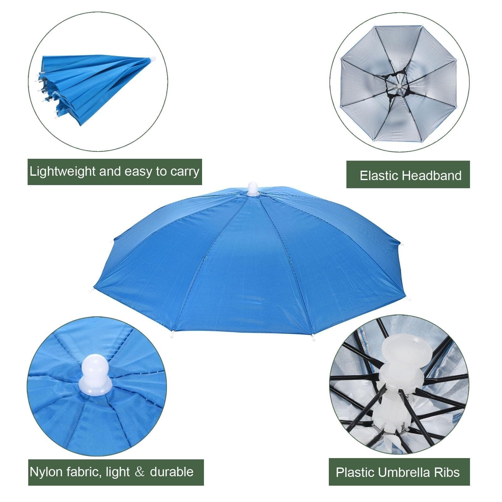 Wędkarstwa Parasol Zestaw 2 Składanych Czapek Przeciwsłonecznych I Przeciwdeszczowych Na Wędrówki I Kemping Na Kemping Wędrówki(Blue)