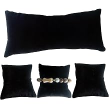 4 Pack Long Watch Pillow Velvet Bracelet Bangle Cushions, Black | Display Pillows, For Watch, Necklace Jewelry, Show Organizer