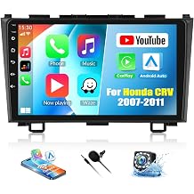 SIXTOP Car Stereo Radio for Honda CRV 2007-2011 with Wireless Apple CarPlay Android Auto HD 9 Inch IPS Touch Screen Bluetooth YouTube Video V-Link Mirror Link FM/RDS Radio DSP USB SWC Backup Camera