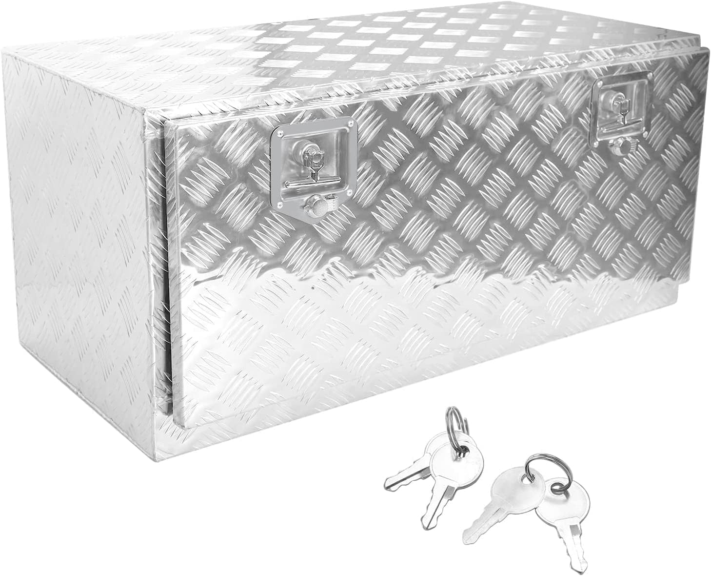 36 x 17 x 18 Inch Aluminum Truck Trailer Tool Box Pickup Underbody Truck Bed Storage Toolbox RV Trailer Organizer with T-Handle Latch Dual Lock Keys - Silver