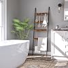 Escalera para cobijas HOOBRO, rack para toallas de 5 niveles con ganchos, soporte de pared para cobijas, estante decorativo tipo escalera, para bufandas, estilo industrial, sala, recámara, café y negro rústico BF52CJ01 3
