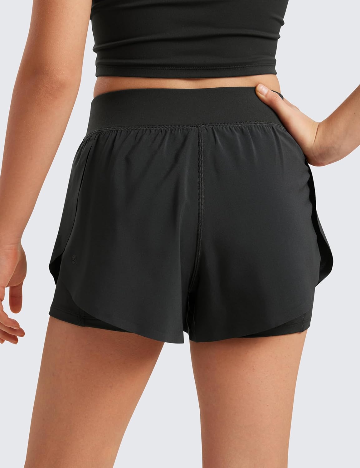 CRZ YOGA Girls Feathery-Fit Soft 2 in 1 Dolphin Athletic Shorts - Tennis Soccer Running Casual Liner Pockets Kids Teen - Image 3