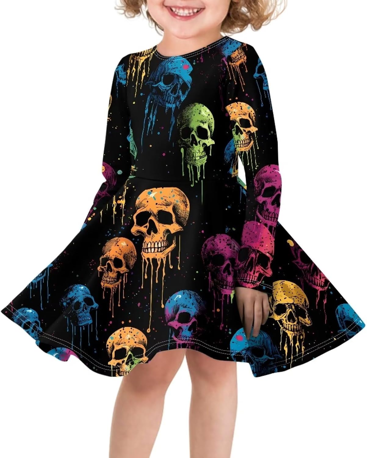 PinUp Angel Cute Girl Casual Long Sleeve Dresses Fall Spring Holiday Travel Crew Neck Dress 3-16 Years - Image 3