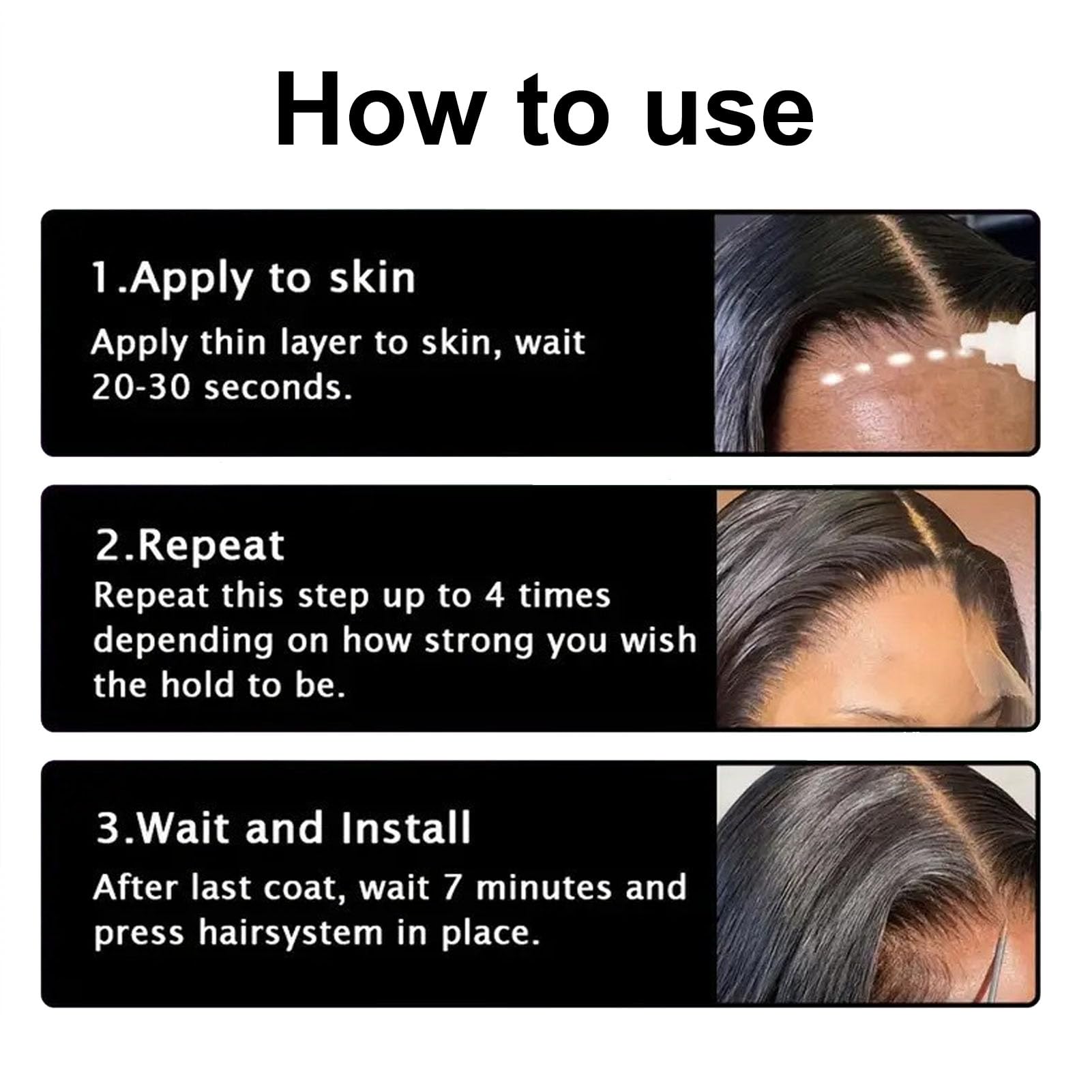 Pegamento para pelucas, 30 ml, juego de pegamento fuerte, fijación invisible, resistente al agua y al aceite para pelucas de encaje, postizos, sistemas de cabello y postizos