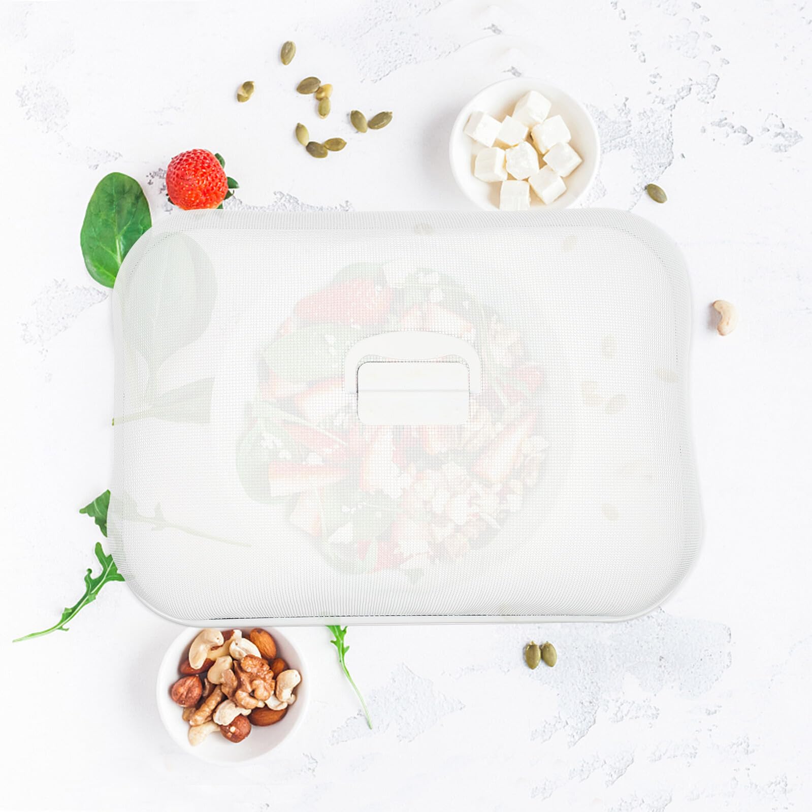 Toyvian Copertura per Piatti in Ferro Bianca, Protezione Alimenti | Frutta, Party in Giardino e Picnic All’aperto, 1 Pezzo, Formato Rettangolare, Uso Domestico