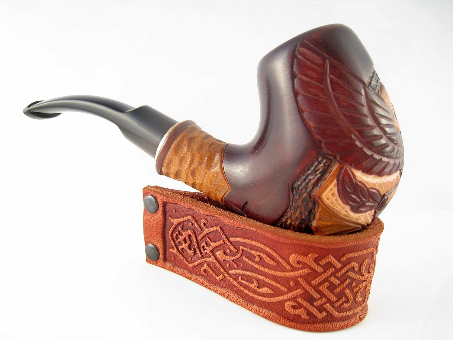 New Genuine Leather Pipe Stand Rack Holder Rest for Tobacco Smoking Pipe, Fits Most Pipes, Handmade (Small)