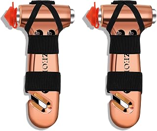 Car Safety Hammer Emergency Escape Tool, Rose Gold, 2PCS | Window Breaker, Seatbelt Cutter, Carbon Steel Tip, Adjustable Car Visor Strap, Non-slip Handle, Tempered Glass Breaker