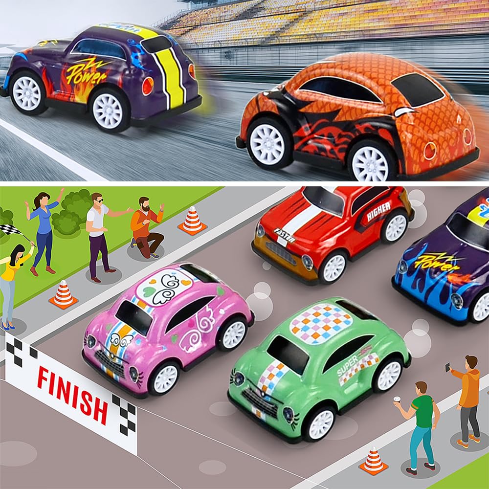 12 Stück Mini Pull Back Autos – Kleine Legierungsspielzeuge, 5,5x3,3 Cm, Push-and-Go, Bunt